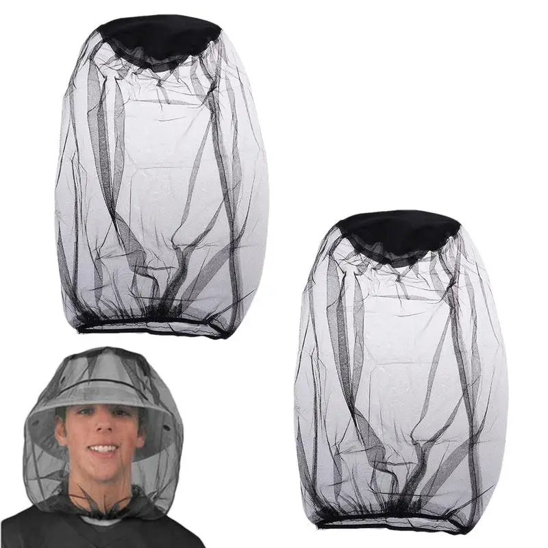 2pcs Outdoor Head Face Mask Hat Net Summer Fishing Cap Insect-Proof Mosquito Cap Mesh Top Net Face Protector Sunshade Cover