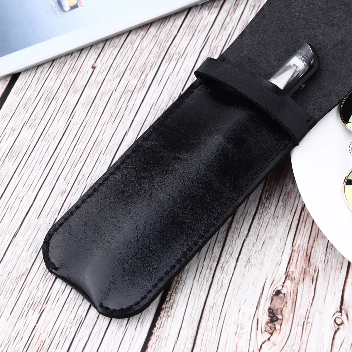 

1Pcs Steel Pen Protective Sleeve Vintage Handmade Pen Case Holder Black for Home Office School Supplies