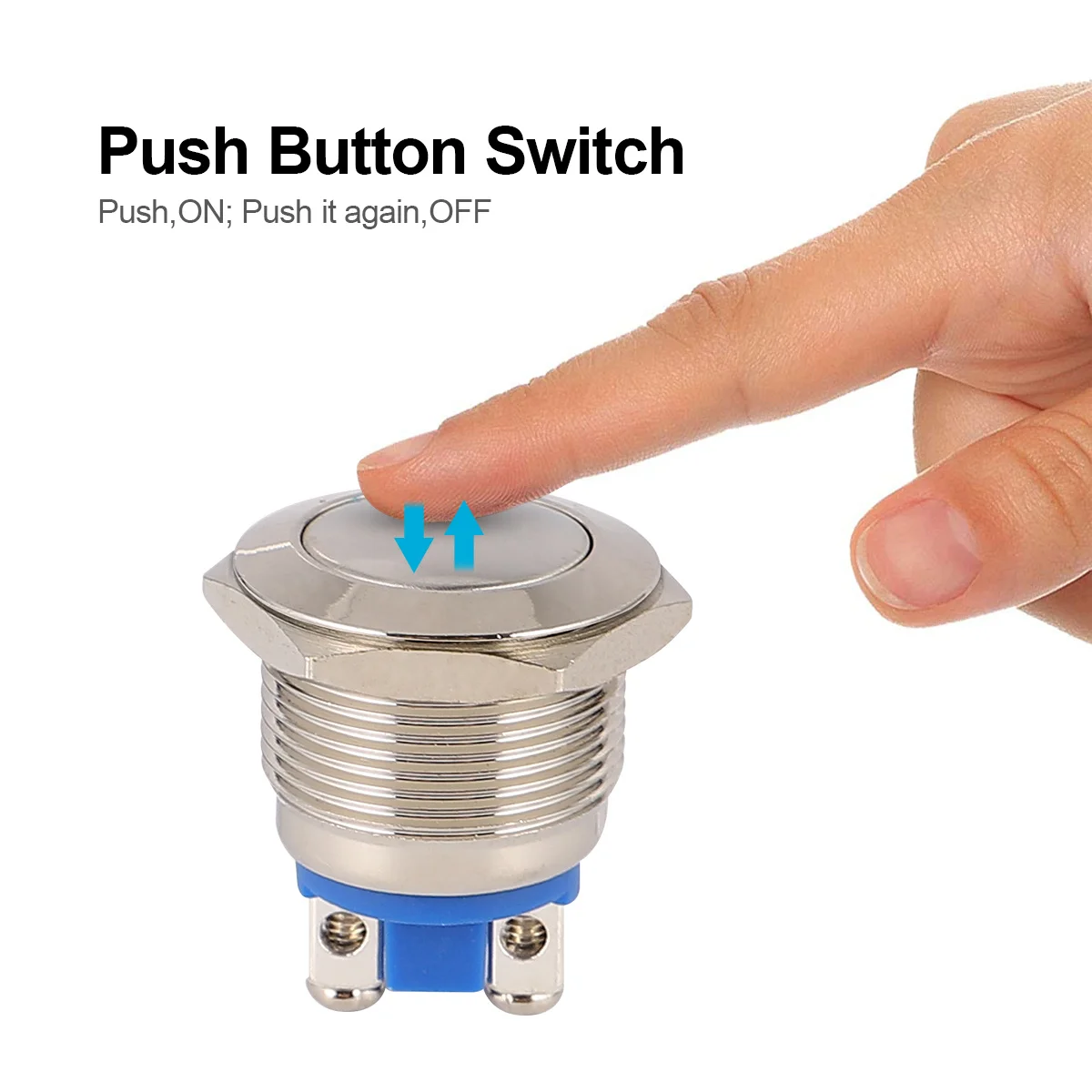 2 szt. Przycisków ze stali nierdzewnej 19 mm, płaski metalowy przełącznik chwilowy do przekaźnika rozrusznika elektromagnetycznego, przycisk klaksonu, obwód zasilania komputera