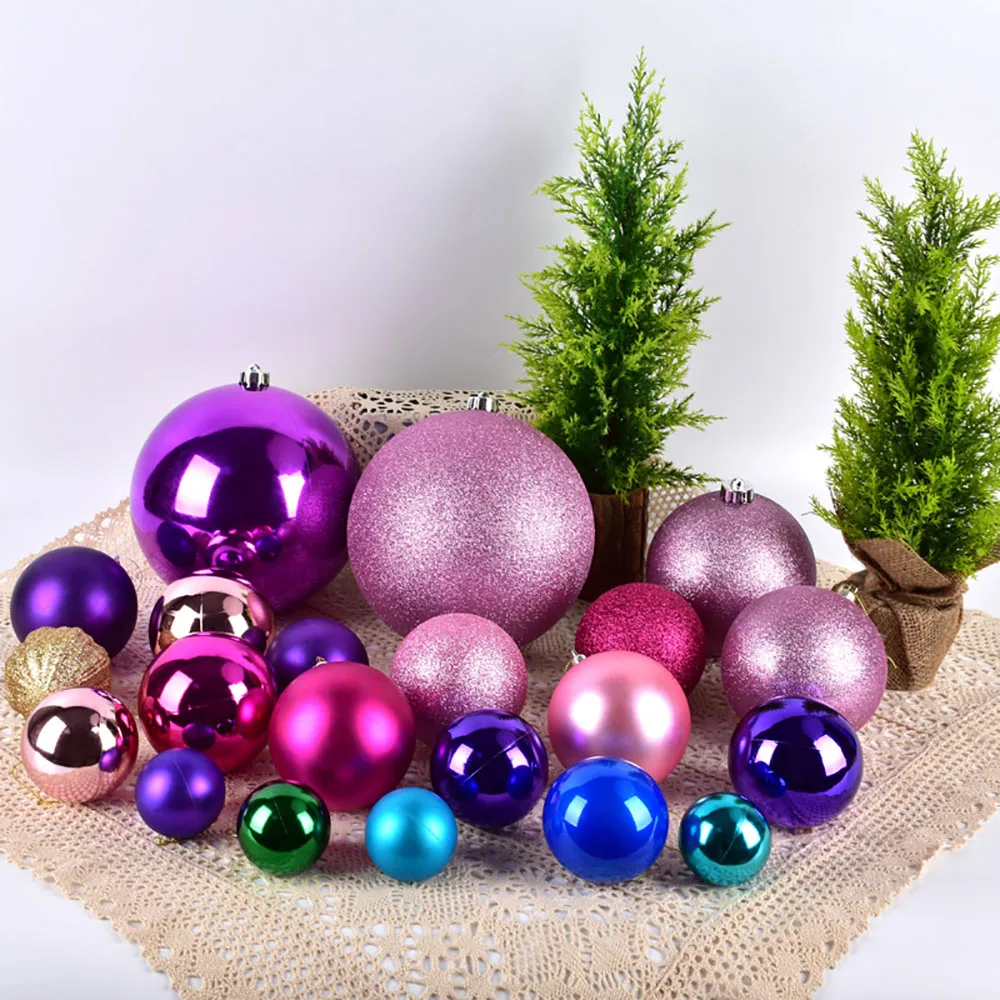 5pcs PVC Christmas Balls Christmas Hanging Pendant Decoration Ball 6/8cm Pink/Purple/Rose/Blue/Gold/Lake Blue Xmas Decor Balls