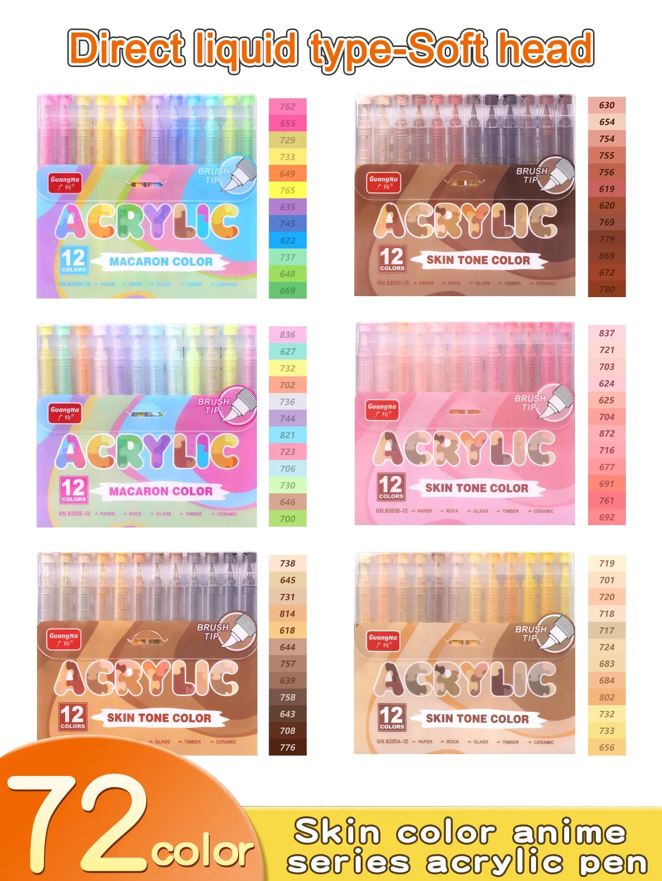 Rotuladores de pintura acrílica de 12-72 colores, pincel suave, juego de bolígrafos de pintura de grafiti para estudiantes, regalo de Festival, marcadores de arte DIY para cualquier superficie