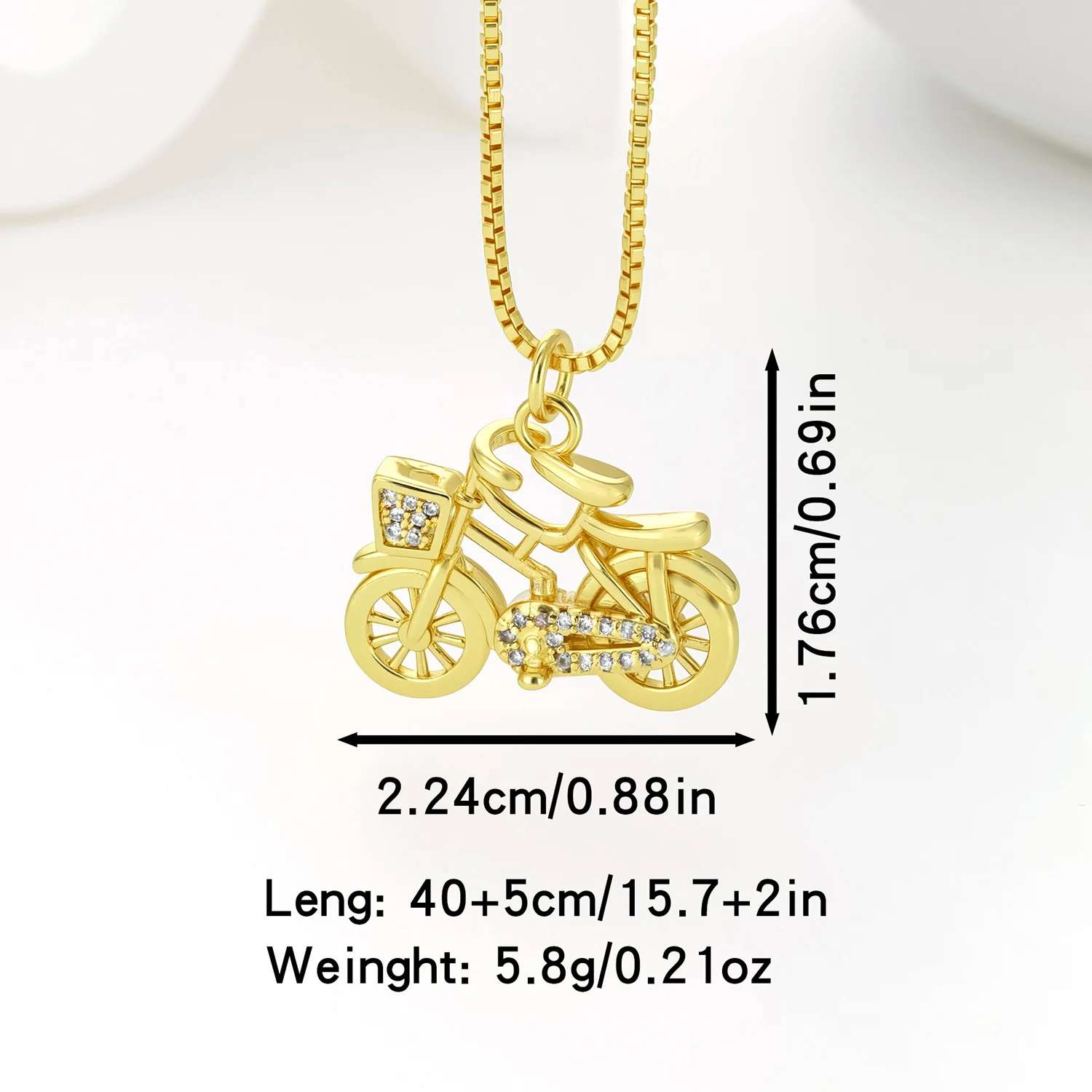 Nidin Retro 3D Bicycle Pendant For Women Inlaid Crystal Zircon Bike Charm Box Chain Necklace Fashion Cycling Lover Jewelry Gifts