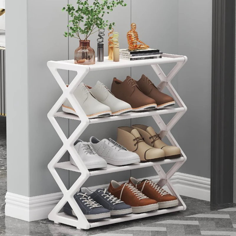 Multi-Layer Shoe Shelf 4 Layers Simple Dust-proof Storage Shoe Cabinet Multi-layer Assembly Door Dormitory Organizer Rack