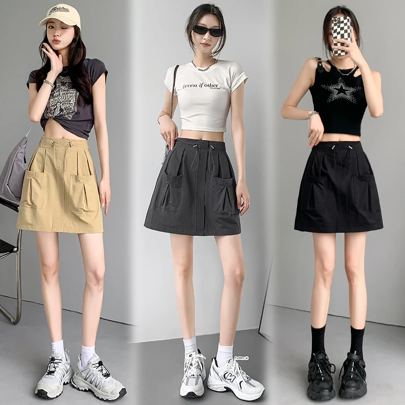 Yanling Workwear Skirt for Women 2023 Summer New Small High Waist Design Sense A- line Anti-Exposure Short Culottes Casual