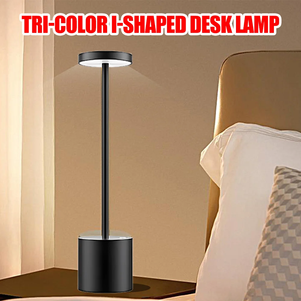 

Classic Touch Sensor LED Table Lamp Rechargeable Metal Desk Lamp 3 Colors Adjustable Bedside Ambient Light Bar Room Decor Light