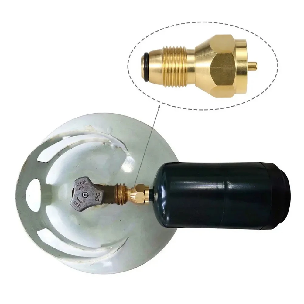 Adaptor Isi Ulang Gas Propana Kuningan Teraman untuk Botol Sekali Pakai Lempar 1 Lb Silinder Tangki Tipe POL Ke Botol Gas 1 Bl