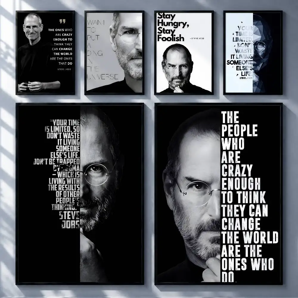 Iconic Celebrity Steve Jobs Posters Premium Self-Adhesive No Residue Wall Sticker for Home Office Bar Decor