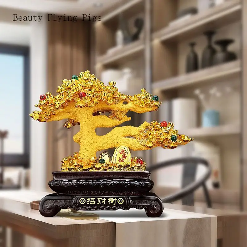 

Chinese high-end resin cash tree decorations, living room, store checkout, decoration, handicrafts, opening, housewarming gifts