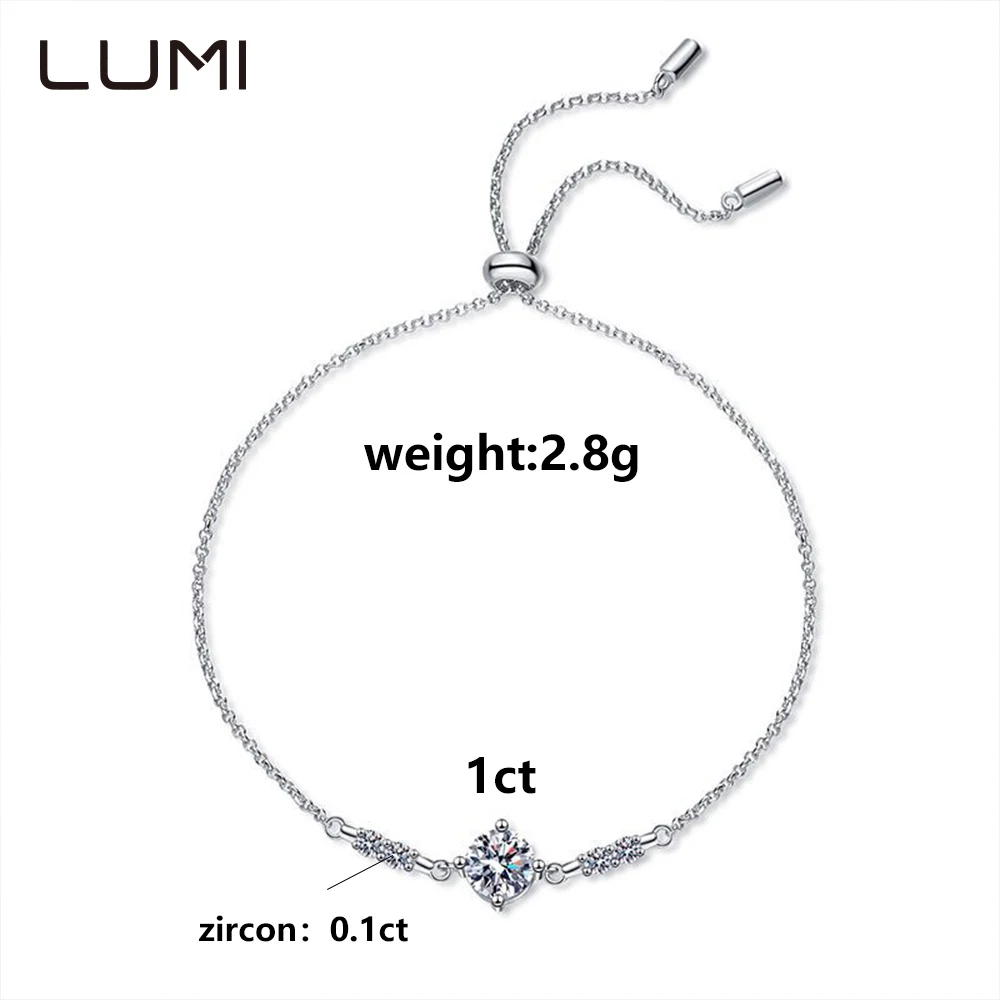 أنيقة 1cctw VVS1 مويسانيتي S925 الفضة قابل للتعديل سوار للنساء حفلة الذكرى عيد ميلاد الحاضر مجوهرات الخطوبة #5