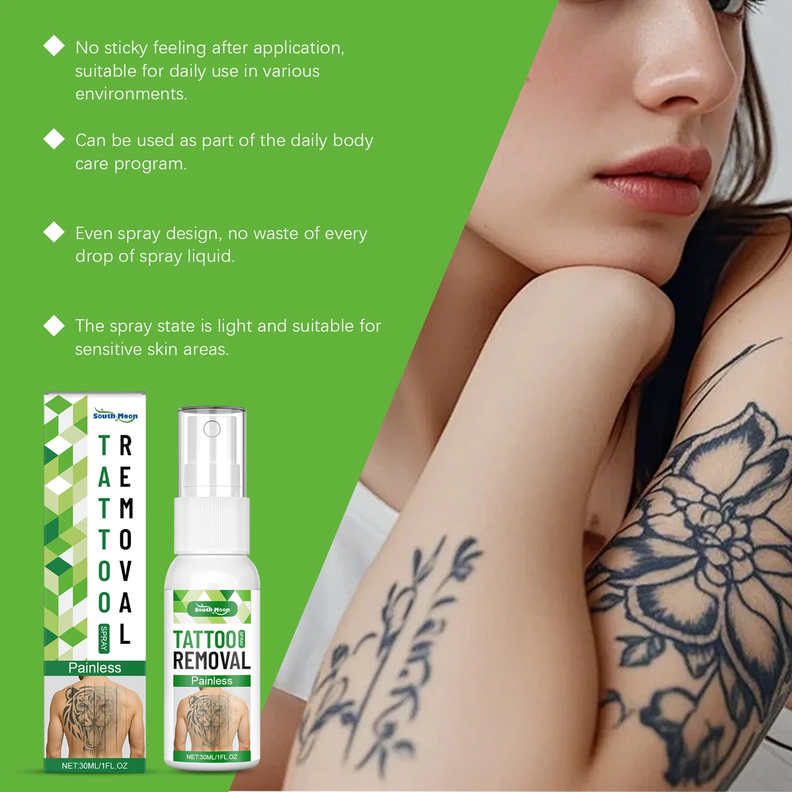 South Moon – Spray de soin pour l'élimination des tatouages, apaisant, réparateur de la douleur, prévention des dommages, soins post-sol, Kit d'huiles de traitement Permanent pour tatouage