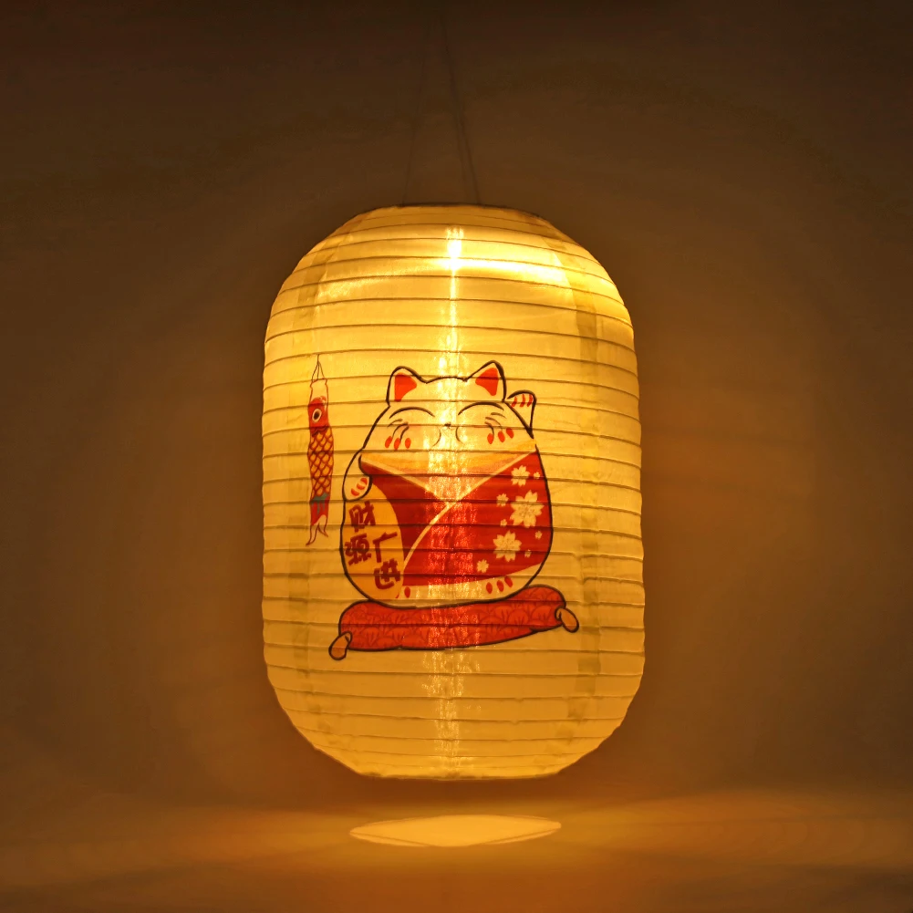 

10 inch Solar Lantern Fabric Japanese Style Printing for Sushi Restaurant Decor