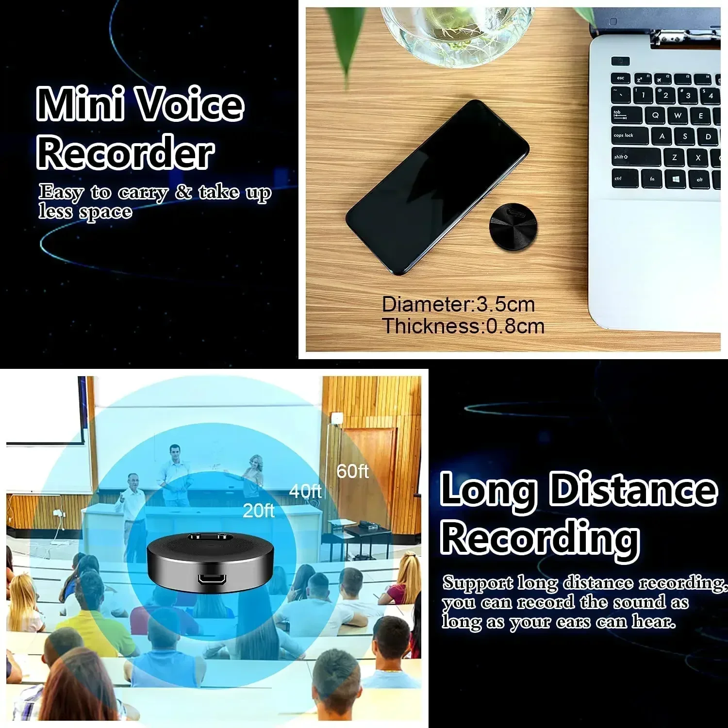 

Recording 32G Small Pen Digital Voice Recorder Portable Dictaphone Sound Record Device Audio Recorder NEW 20 Hrs Professional
