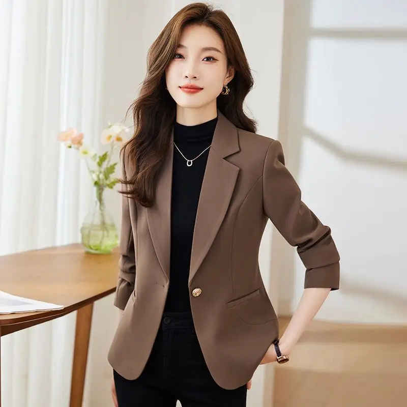 

Black Suit Female Coat Spring Autumn 2023New Fashion Korean Long Sleeve Blazers Women Jacket Casual Office Ladies Outerwear Tops