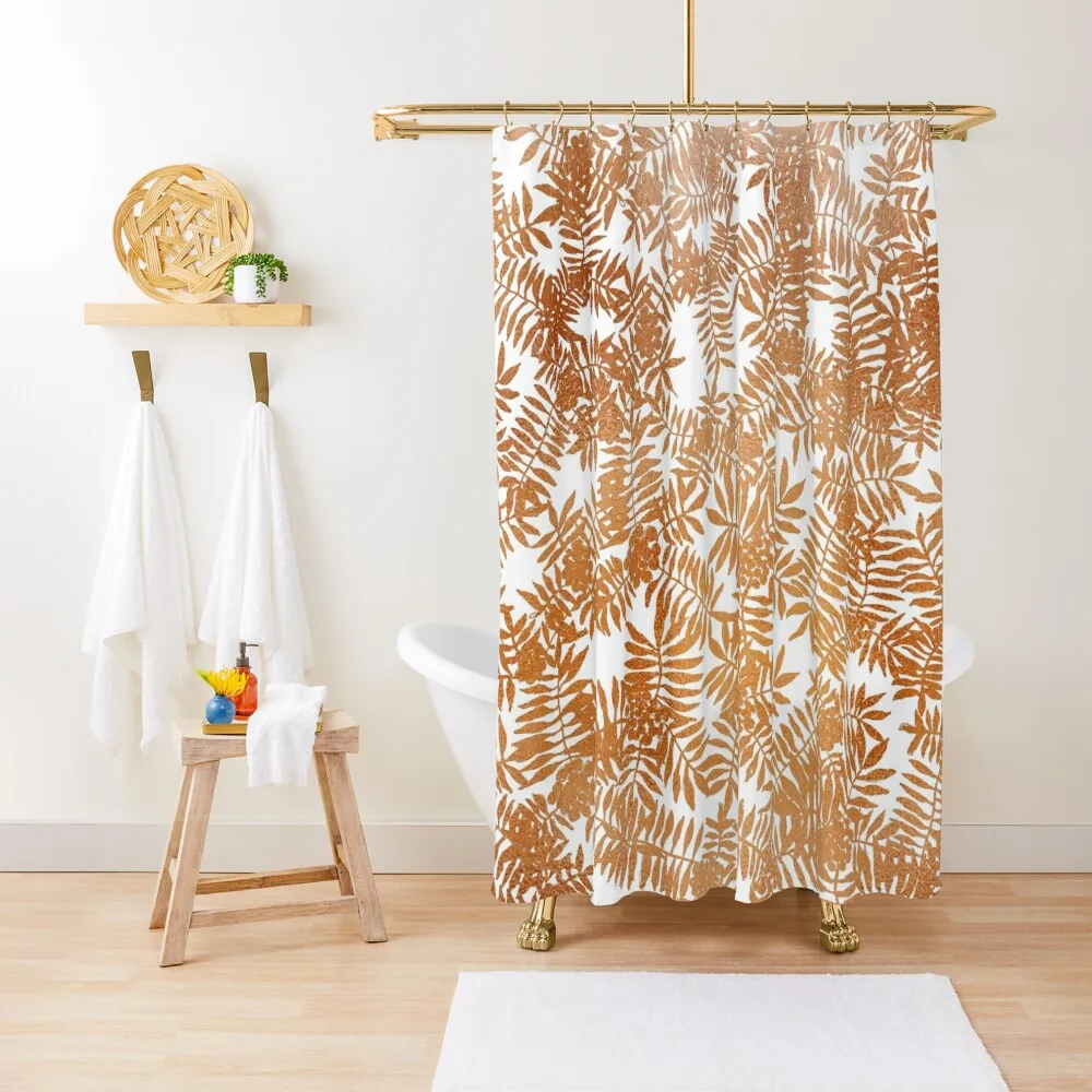 

Rowan/ Mountain Ash - copper on white Shower Curtain Shower Waterproof Shower For Bathroom Set Cute Curtain