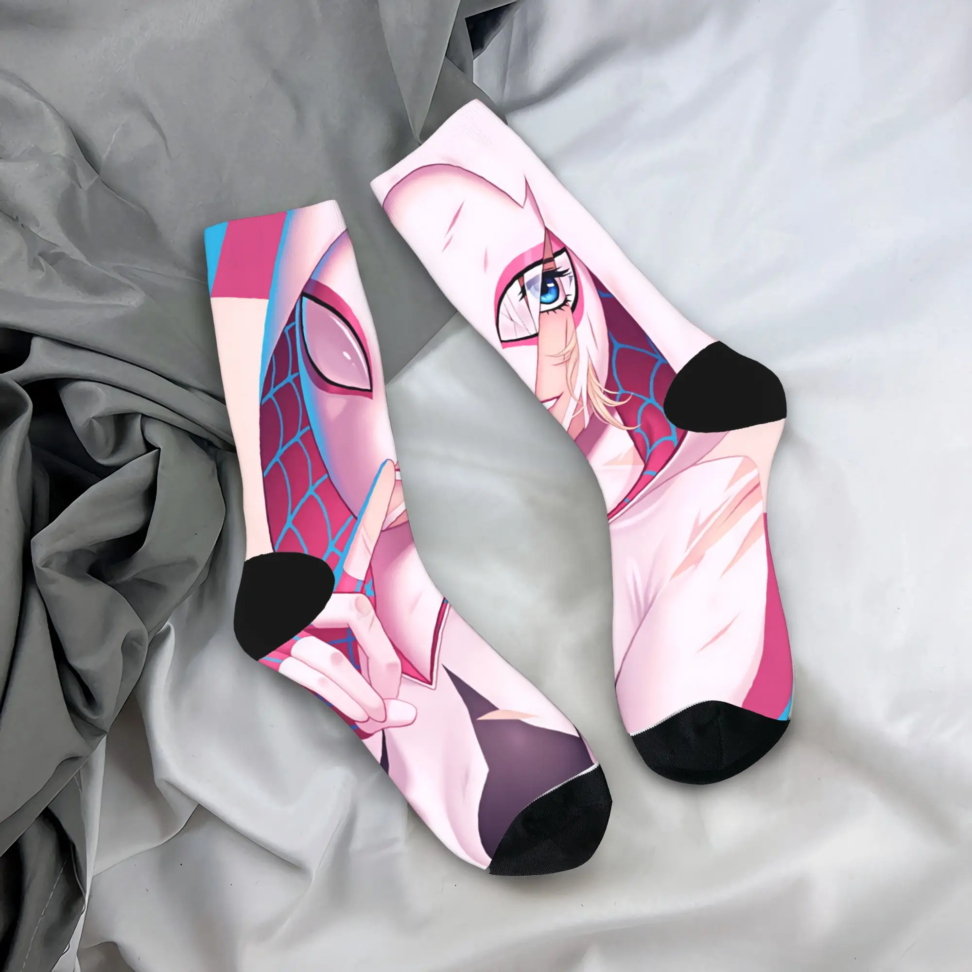Spider Ghost Gwens Stockings Men  Socks Medium Soft Elegant Socks Autumn Outdoor Anti Sweat Graphic Socks Gift Idea