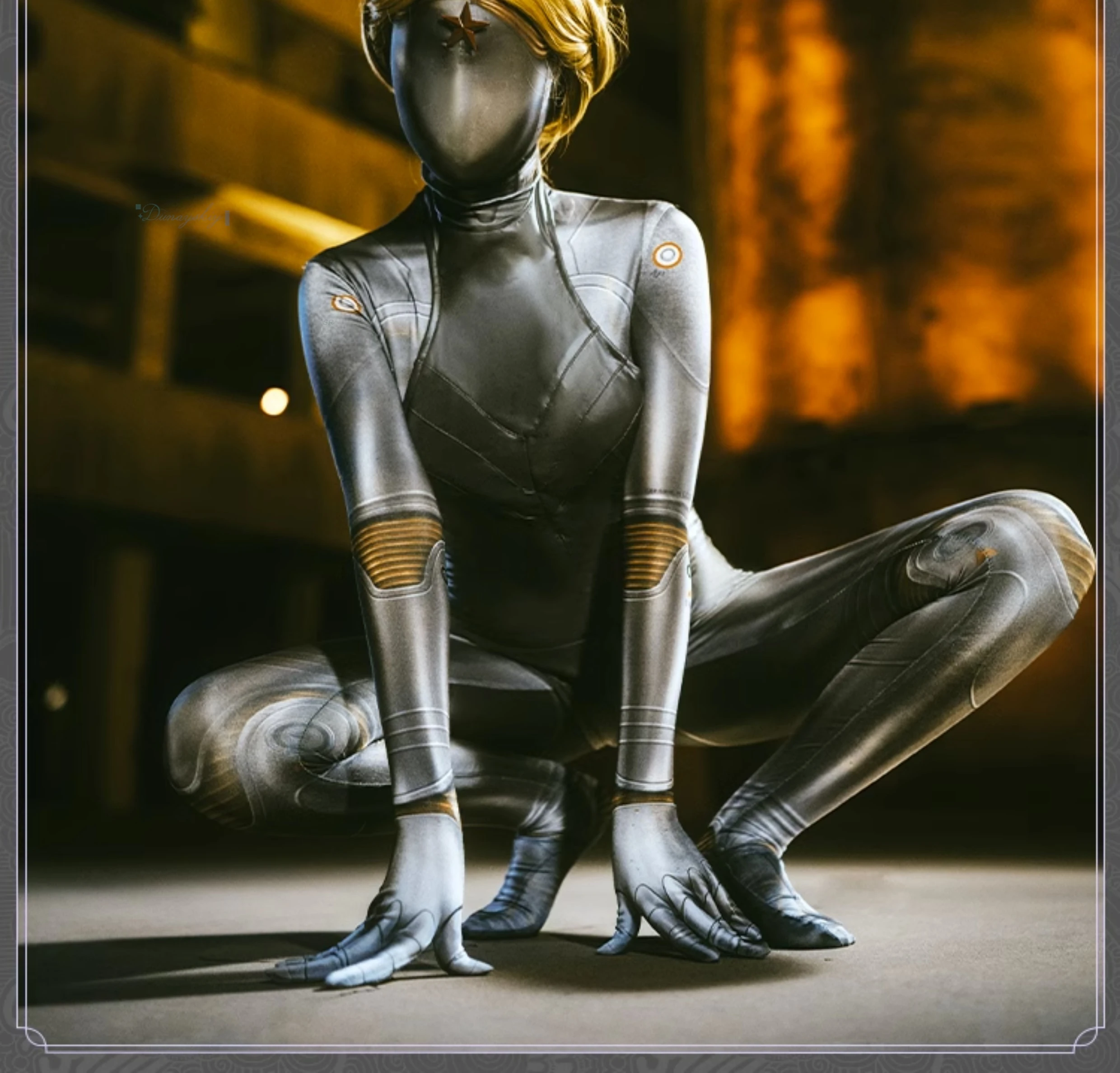 لعبة القلب الذري تأثيري حلي روبوت التوائم اليسار واليمين تأثيري راقصة الباليه ارتداءها شعر مستعار أشقر حفلة الهالوين