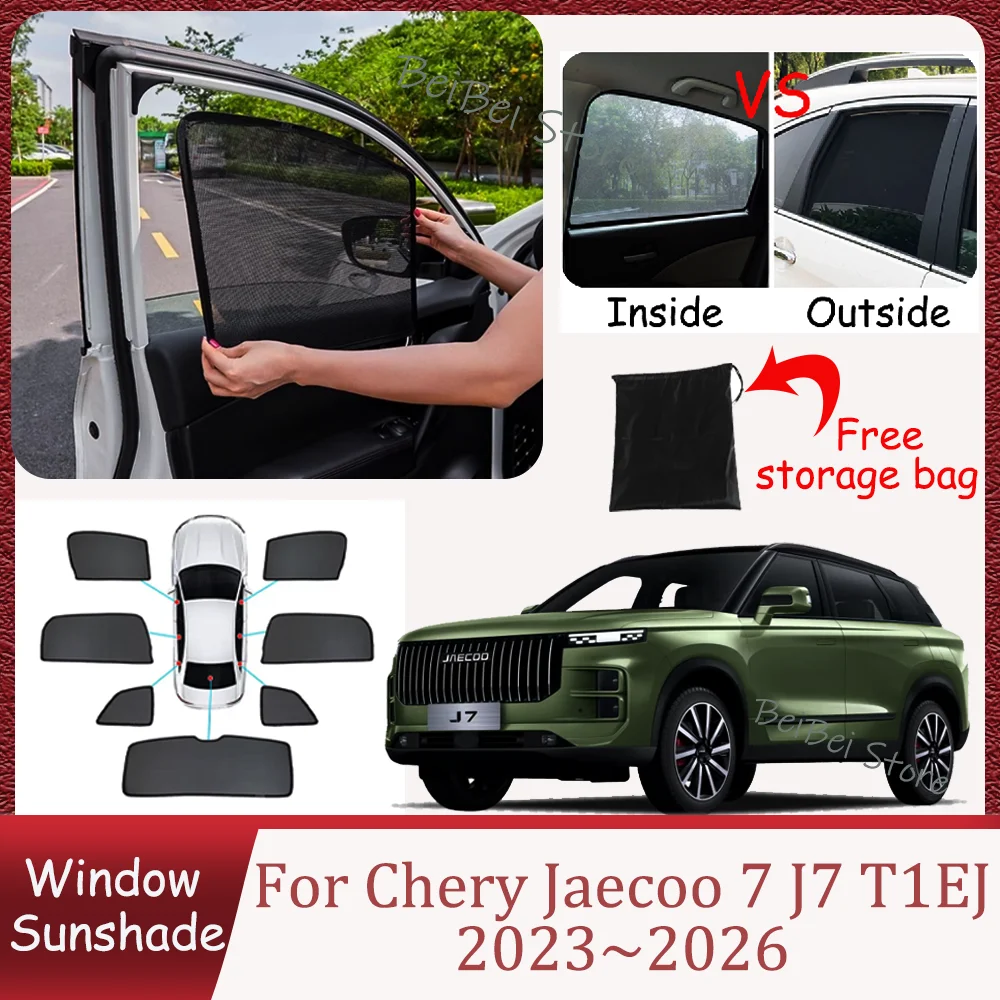 For Chery Jaecoo 7 J7 T1EJ 2023~2026 2024 2025 Car Magnetic Mesh Privacy Sunshade Side Window Sun Shade Interior Accessories