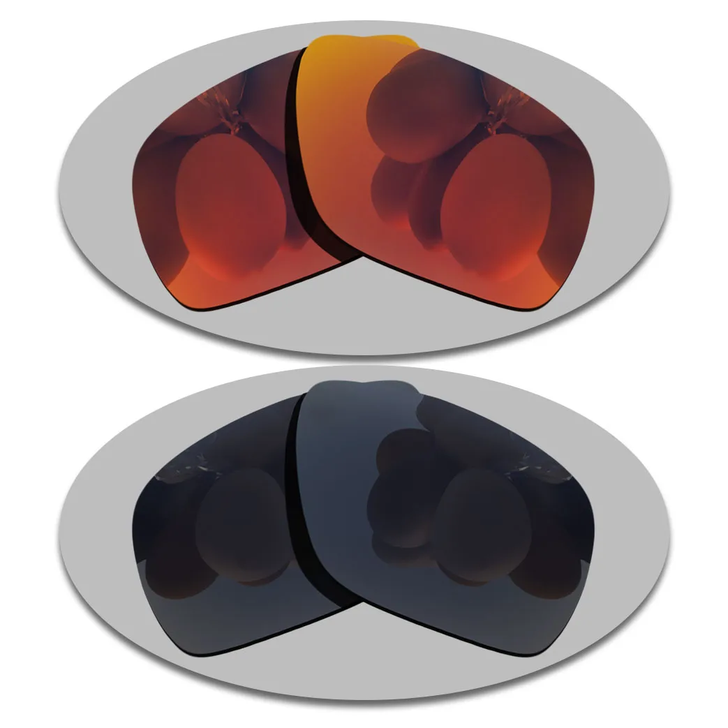 Fire Red&Grey Black Lenses Replacement For-Oakley Breadbox Polarized Sunglasses