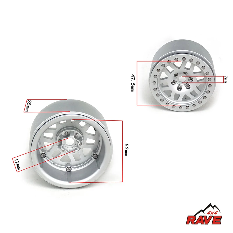 

Rave 4X4 4WD 1Pc Metal 2.2In Wheel 8.8Mm Connection 1/10 RC Scx10 Crawler Car Outdoor Toys TH17945