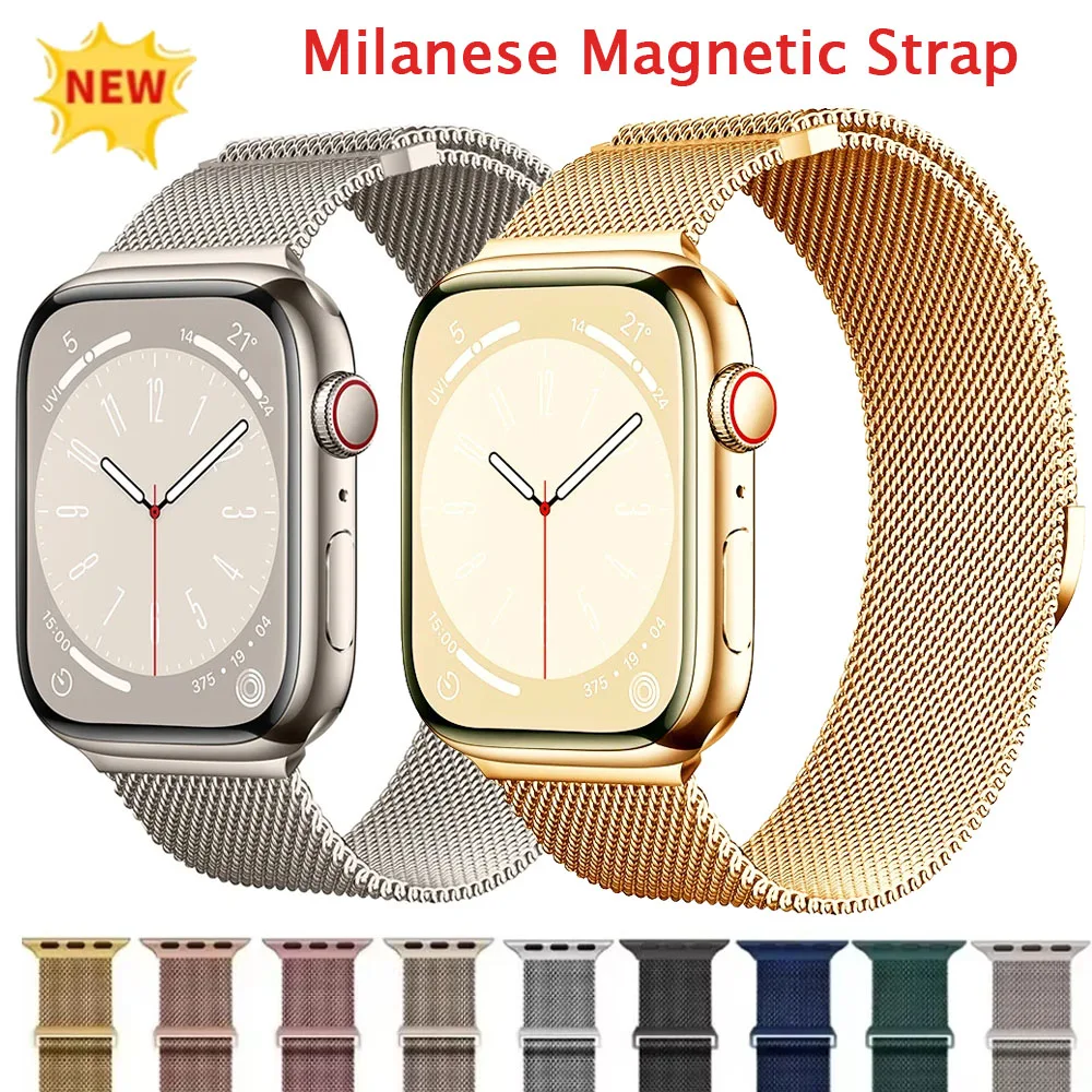 Milanaise-Loop-Armband für Apple Watch Band 10, 9, 8, 7, 46 mm, 42 mm, 45 mm, 41 mm, Ultra 49 mm, Metall-Magnetarmband, iWatch 6 5 4 SE 44/40 mm