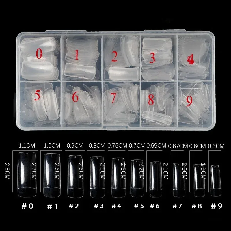 500 pçs dicas de unhas acrílicas transparente artificial meia capa francesa capa completa manicure unhas falsas caixa conjunto para diy arte do prego