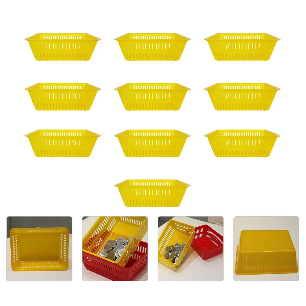 

10 Pcs Storage Basket Plastic Large Capacity Storage Basket Portable Toy Organizer Home Office Solution