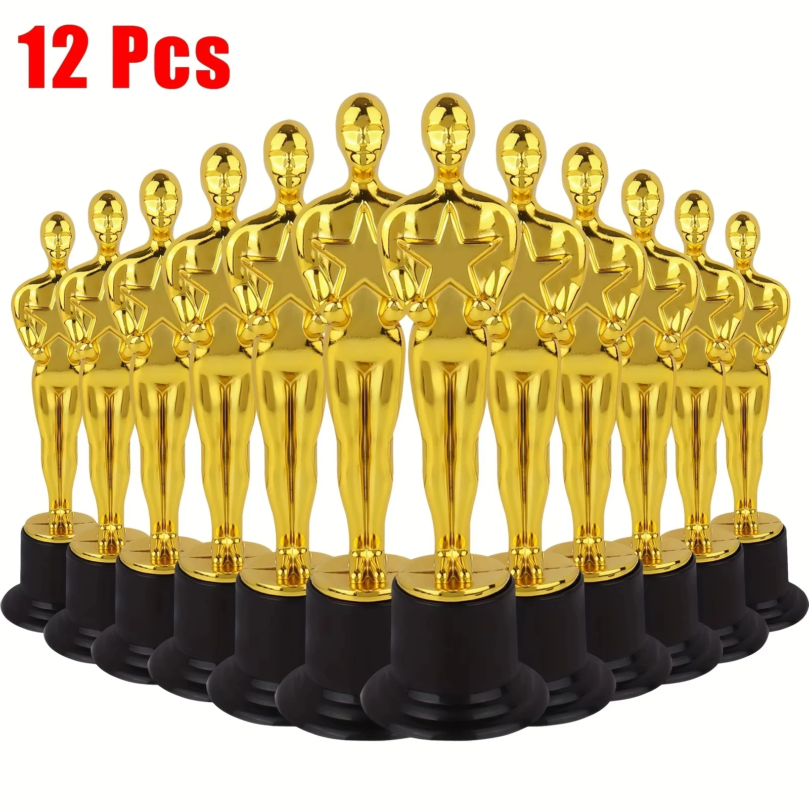 Trofeo Dorado de Plástico Creativo, Estilo Oscar, con Recubrimiento Electrolítico, para Estudiantes, 1/3/6/12 Piezas