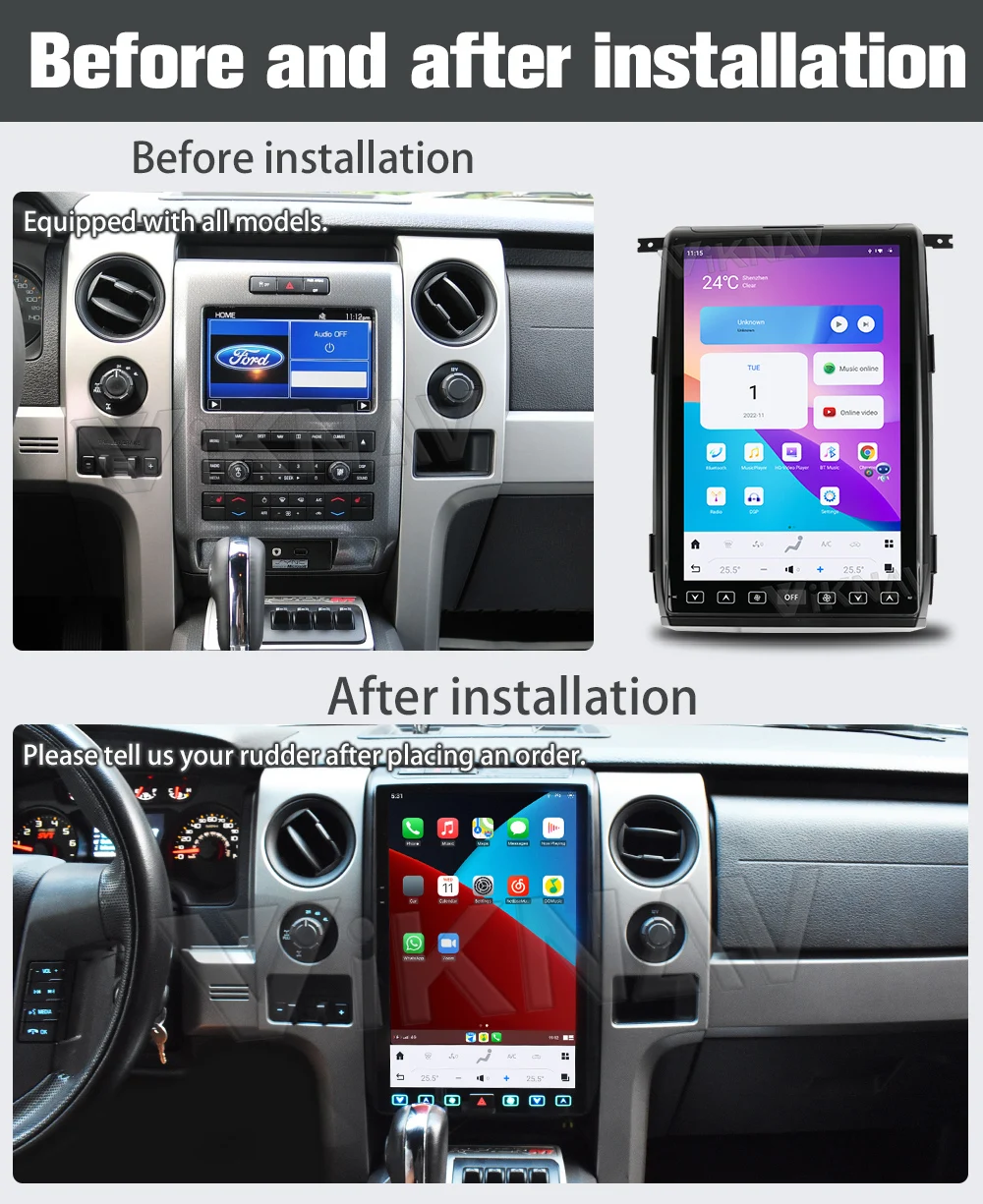 14.5 Inch Android 13 Car Stereo Radio Upgrade For Ford Raptor F150 2009-2012 Multimedia Player GPS Navigation Stereo Replacement