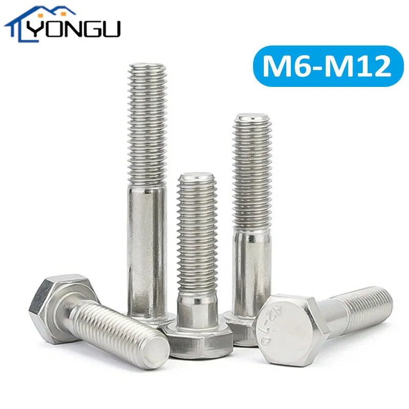 

1/2/5Pcs M6 M8 M10 M12 Partially Threaded 304 Stainless Steel Hex Head Screws Half Tooth Thread Hexagon Head Bolts DIN931