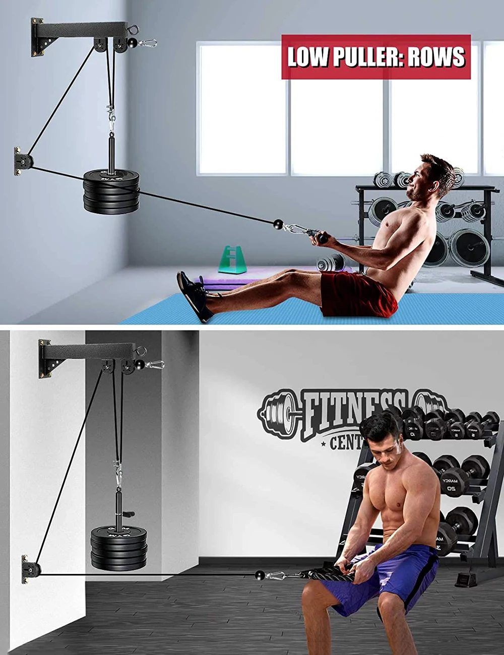 Wall-mounted DIY Pulley Cable Machine Attachment System Biceps Triceps Strength Trainning Sport Workout Fitness Equipment Set