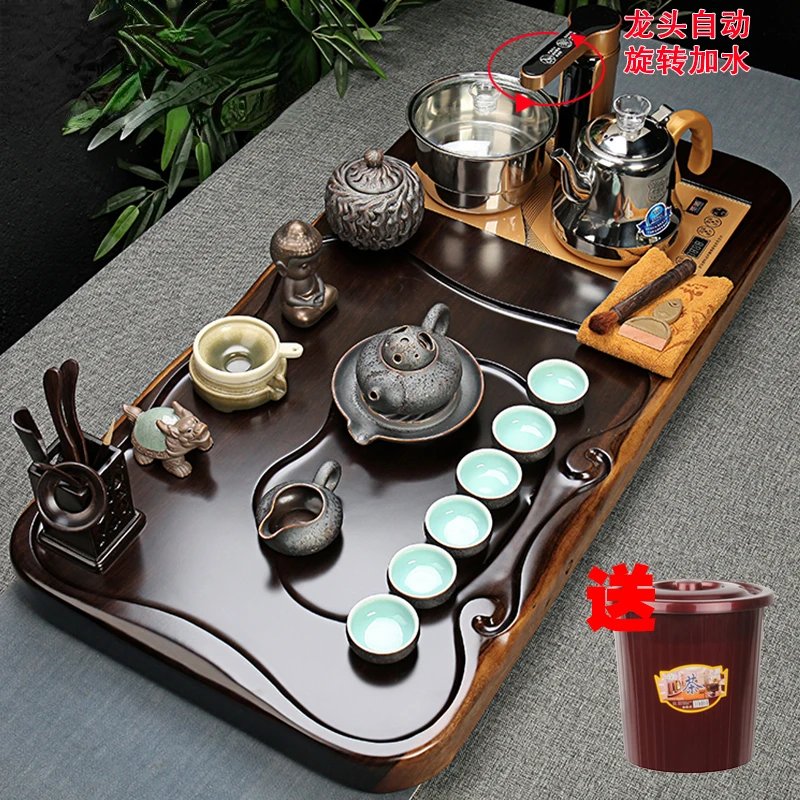 Ebony Solid Wood Tea Tray Set Tea Making Kung Fu Teaware Set Purple Sand Tea Cup Fully Automatic Integrated Tea Table Household