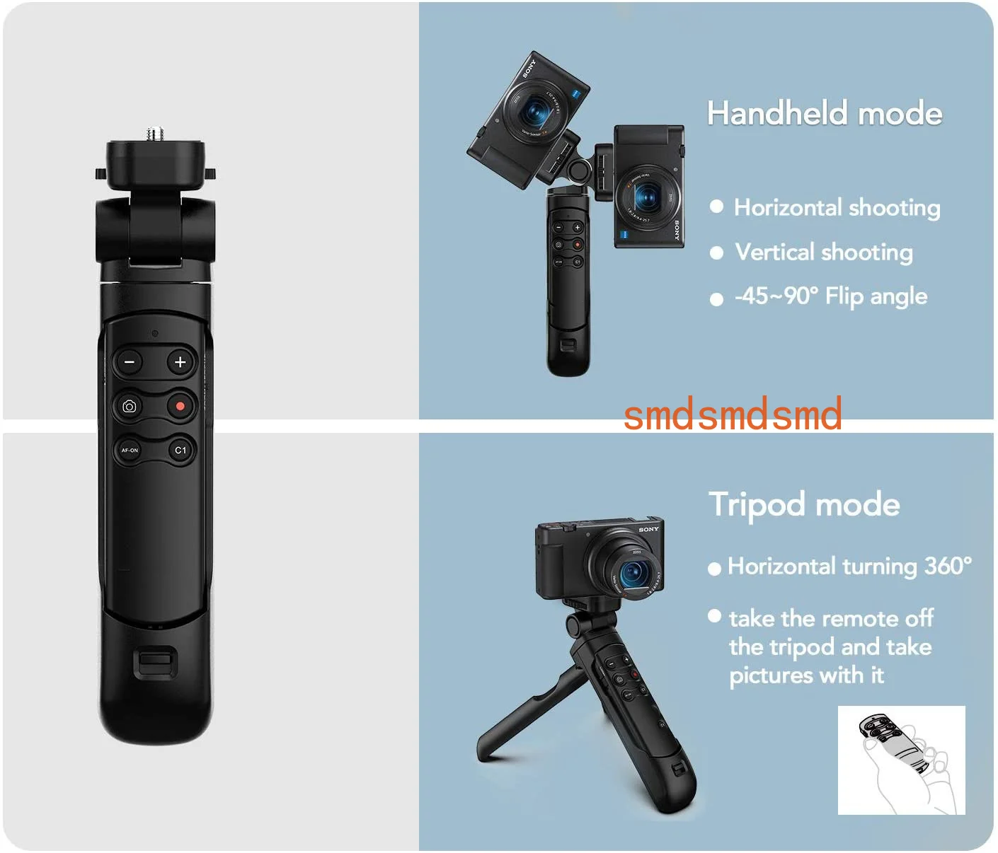 Wireless Grip Tripod Remote Control Vlogging Tripod YouTube TikTok for Sony a6700 a7RV a7IV ZV-1 ZV-E10 a7C a1 a9 RX100M7 RX0II