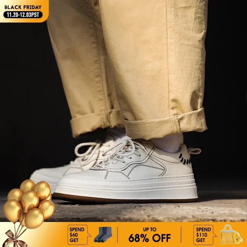 

Maden New Arrival Sports Skateboard Mens White Shoes Thick Soled Retro Women Men Shoes