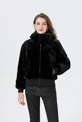 AP 2023 fashion winter woman coats faux fur jackets hood detachable 2 layers cotton padding fur coat