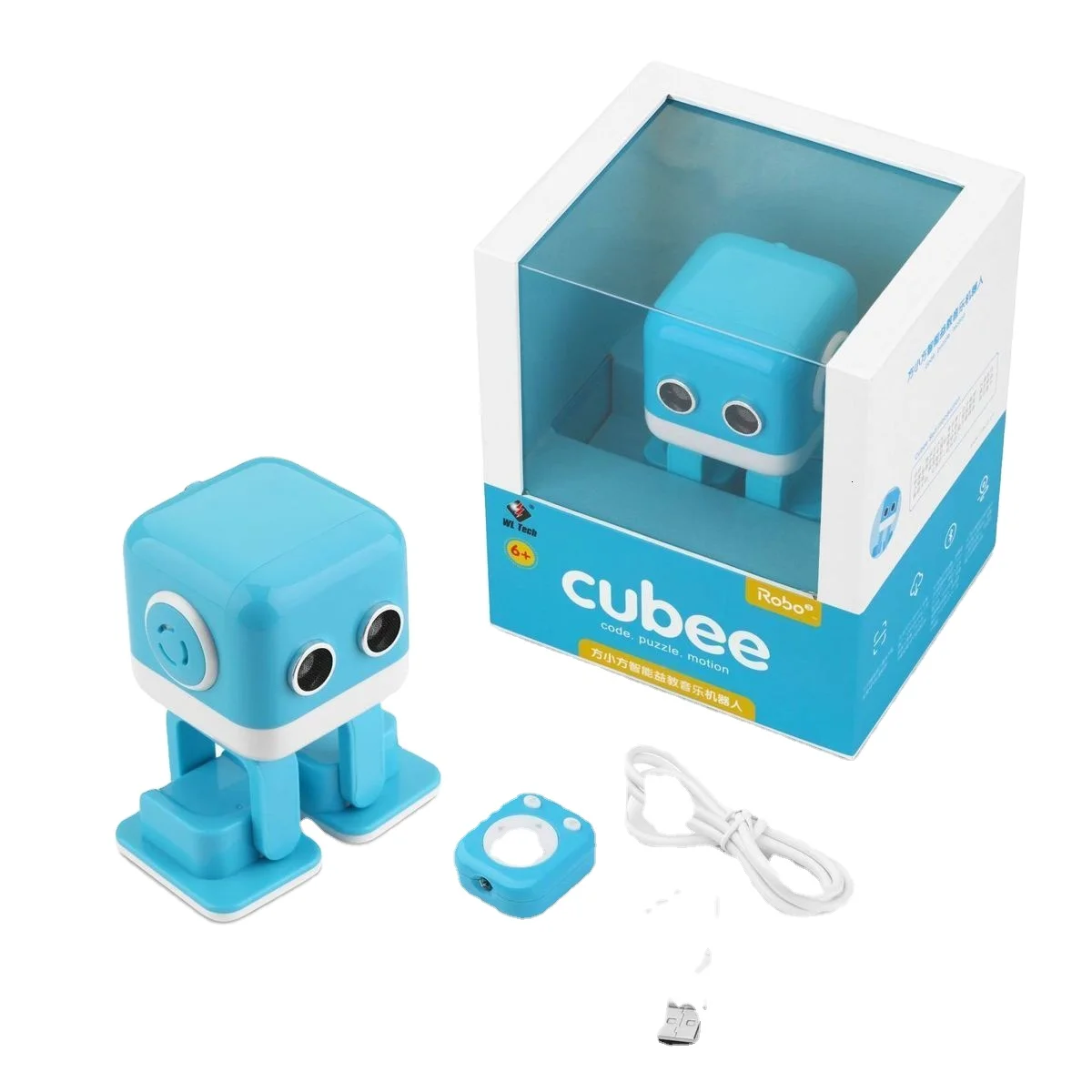 Забавный радиоуправляемый робот WLTOYS Cubee, игрушка, умный динамик BT, интеллектуальная музыкальная танцевальная машина, светодиодный стол для лица, детский подарок, интерактивный жест