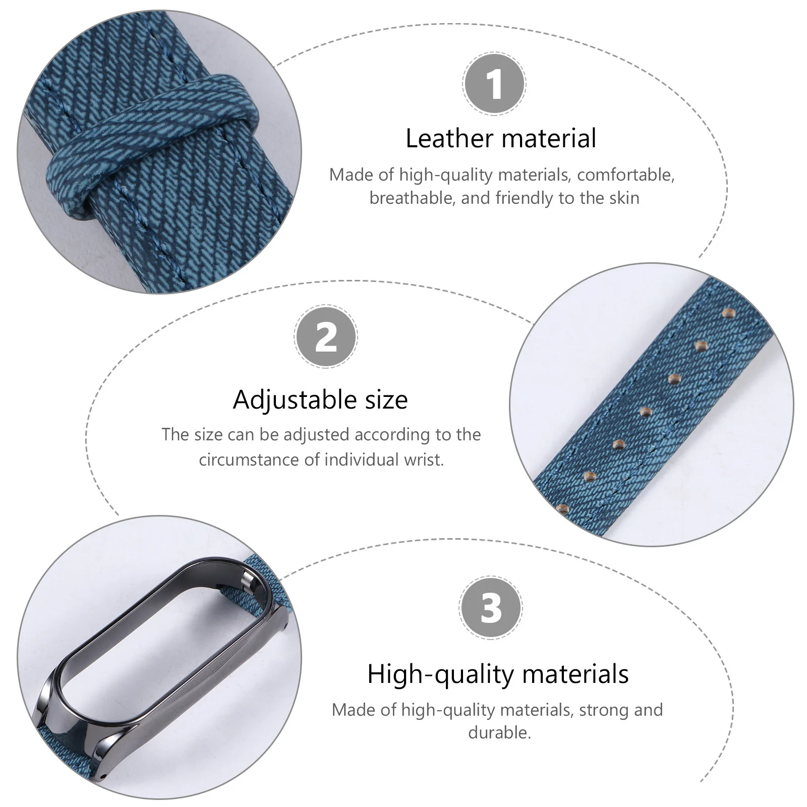 

Adjustable Blue Denim Watchband Durable Strap Replacement For 5/5 Stylish Lightweight Compatible Smart Watch