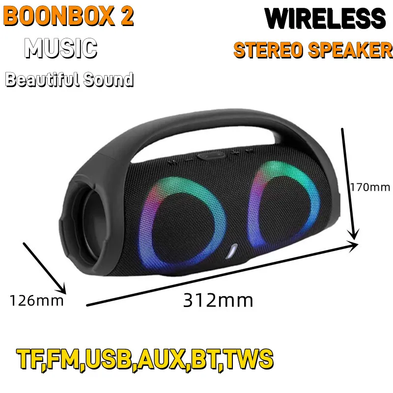 

With RGB Colorful Light Bluetooth Speaker Wireless Portable Waterproof Subwoofer 360 Stereo Surround TWS FM Boombox Subwoofone