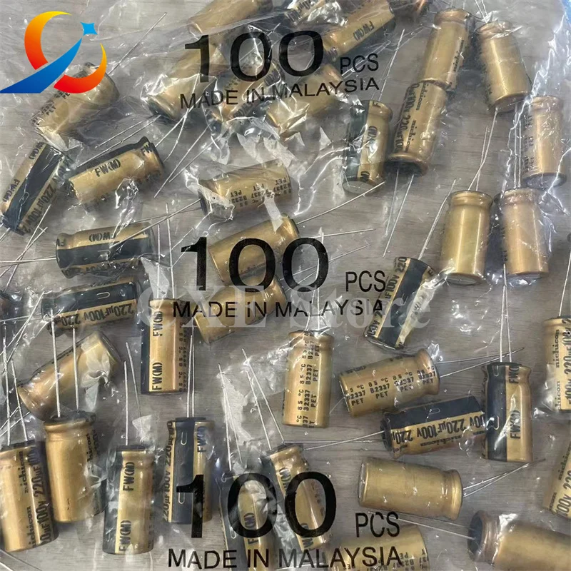 10PCS FW 100V220UF Volume 13X25MM Nichicon Audio Electrolytic Capacitors UFW2A221MHD NEW