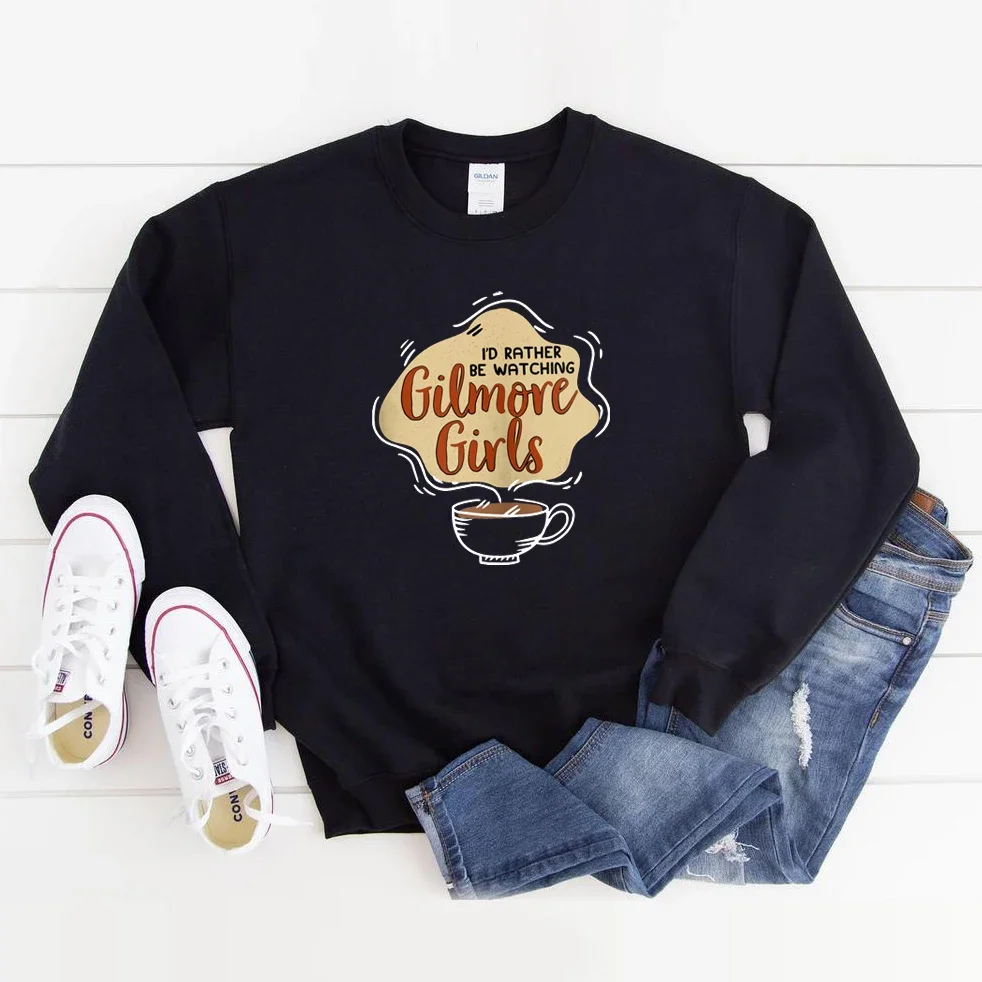 Gilmore Girls Sweatshirt I\'d Rather Be Watching Gilmore Hoodie Star Hollow Luke\'s Diner Jumper Lorelai Rory Crewneck Sweatshirts