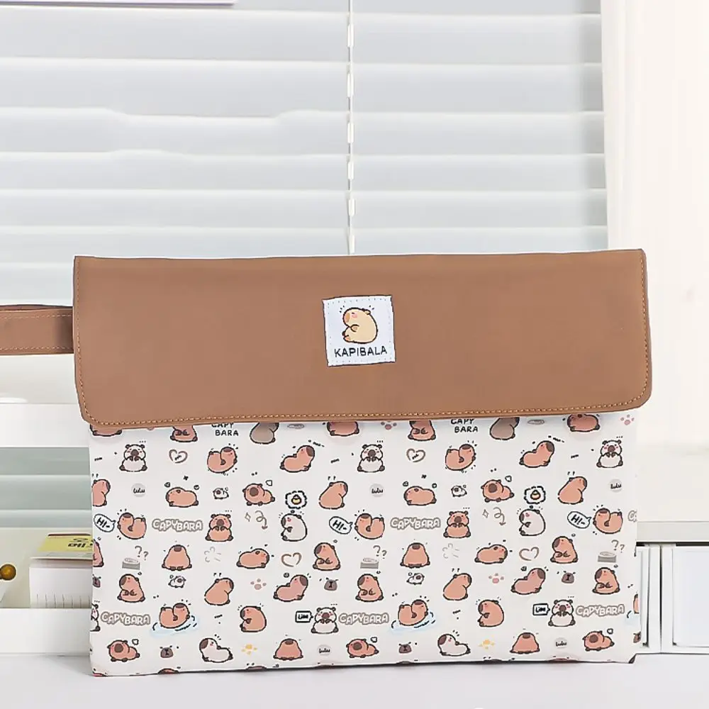 A4 Size Capybara File Folder Large Capacity Cartoon Dog Capybara File Organizer Fabric Washable Capybara Storage Bag Test Paper