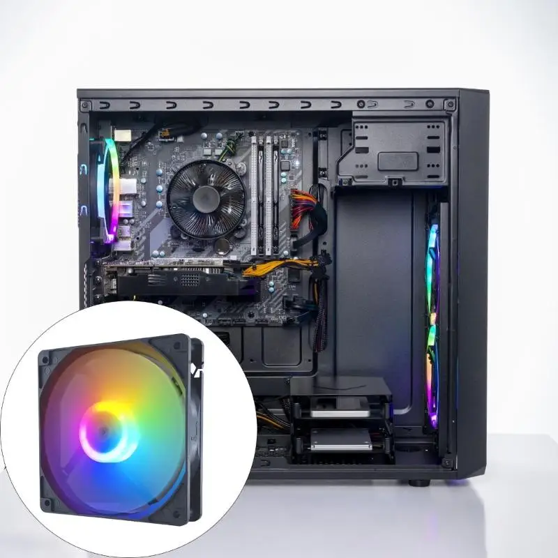 

Quiet 12cm PC Case Fan Color Lighting 45CFM Forward Design Cooling D2RC