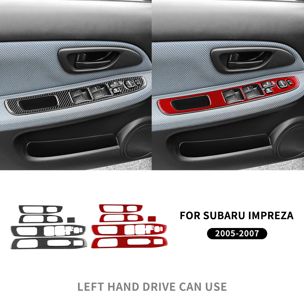 

Настоящая мягкая наклейка из углеродного волокна для Subaru Impreza 2005 2006 2007, автомобильная LHD оконная кнопка, рамка панели, аксессуары для интерьера