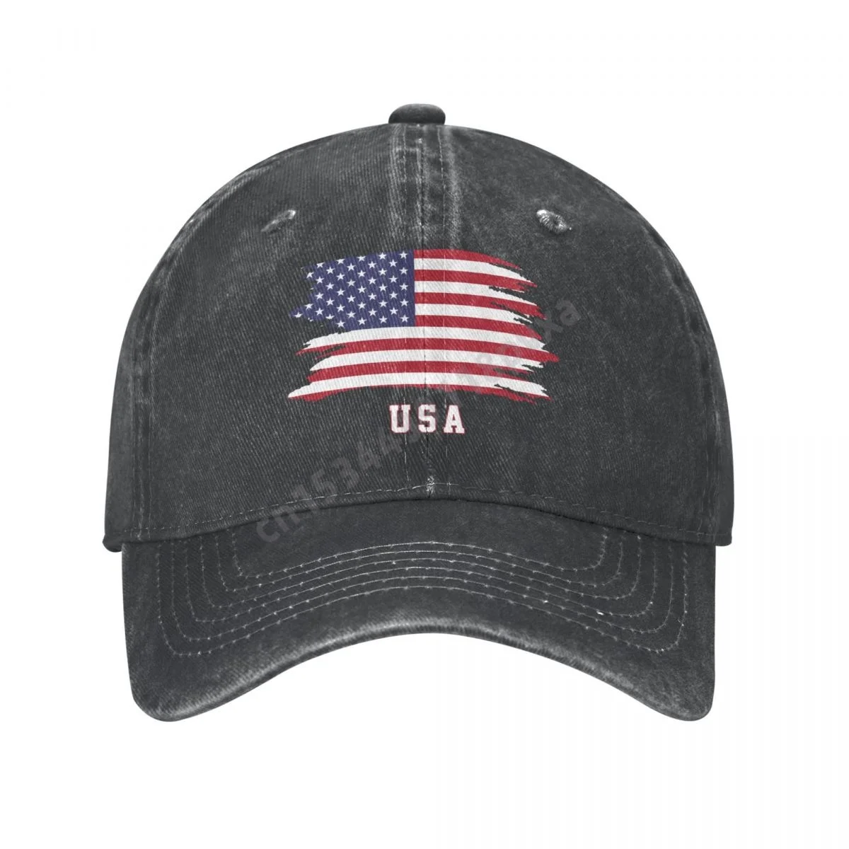 USA American Flag United States Unisex Adult Charcoal Washed Denim Baseball Cap Men Classic Vintage Cotton Dad Trucker Hat