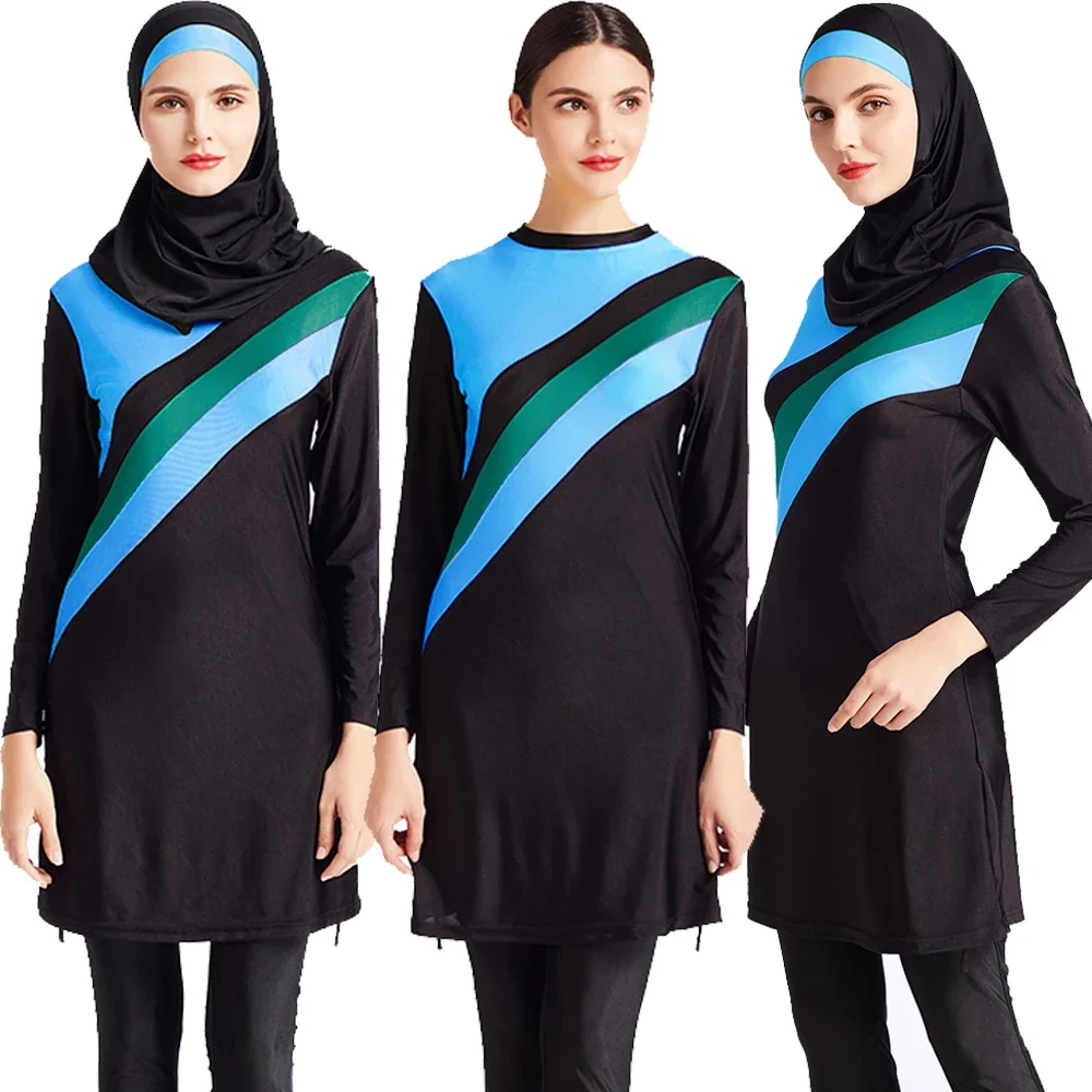 

Скромность Буркини Мусульманские женщины Полный чехол Купальники Исламский Плавание Серфинг Пляжная одежда Арабский купальник из 3 предметов Топ + брючный костюм Купальный костюм