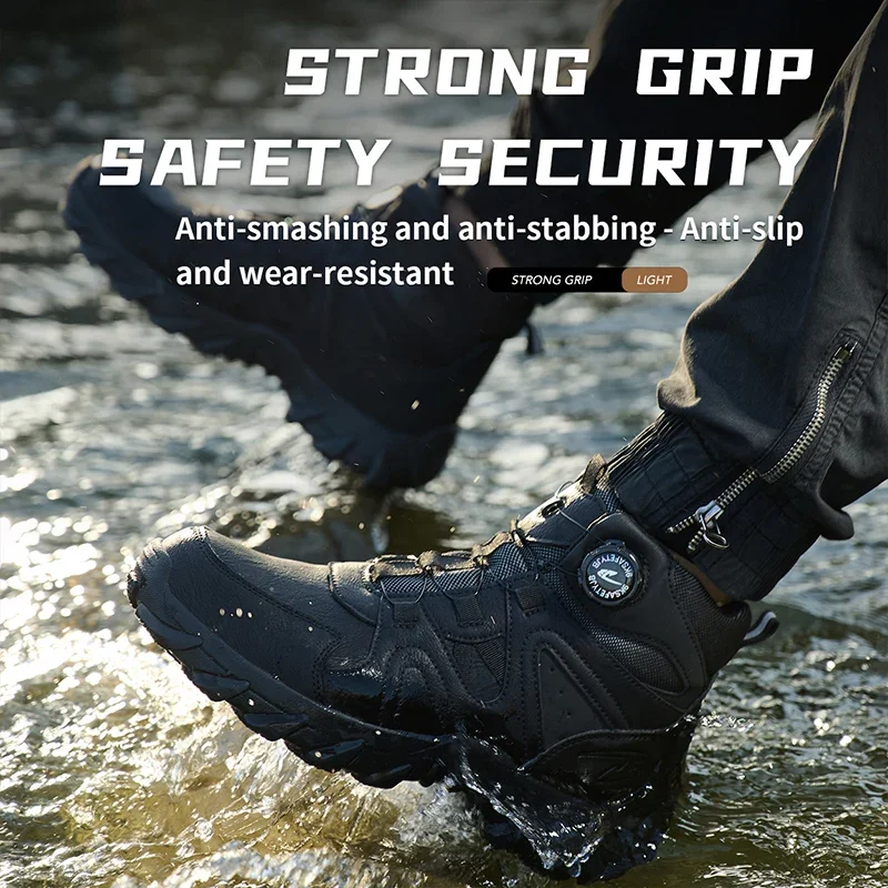 New Men's Safety Boots Work Boots Anti-smashing Anti-puncture Men Boots High Top Outdoor Safety Shoes Protective Steel Toe Shoes - view 4