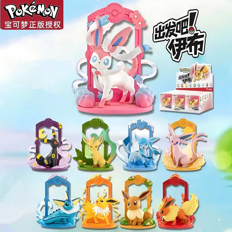 FUNISM 9 Styles Pokemon Genuine Eevee Sylveon Umbreon Vaporeon Glaceon Flareon Action Figure Anime Model Doll Toys Birthday Gift