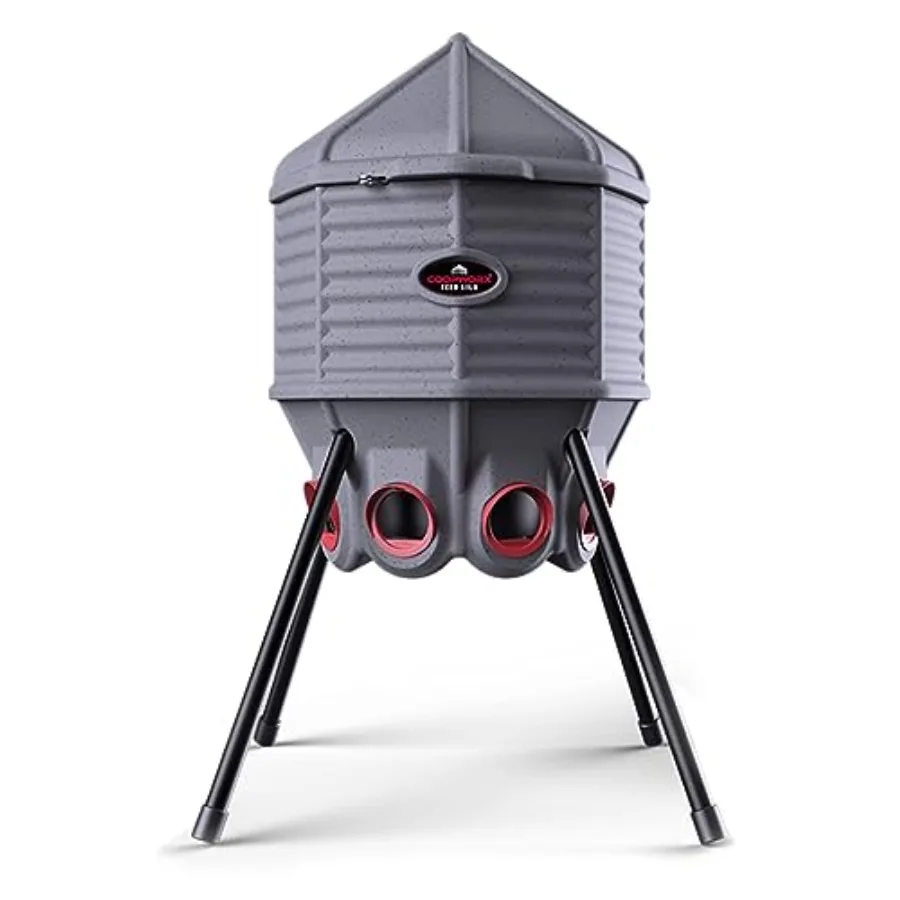 

Poultry Feeder 80 lb Capacity Adjustable Height UV Stable Weather Resistant 8 Feed Ports Silo Shaped Design Rust-Proof for Chic