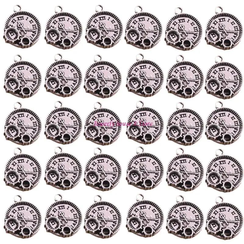 

30Pcs Clock Charm Sturdy Alloy Pendants Suitable For DIY Jewelry Projects