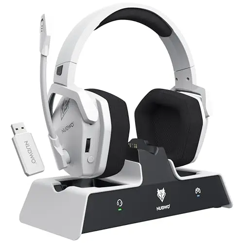 NUBWO G06 Pro Wireless Gaming Headset with Charging Station for Headset and PS5 Controller 17ms Low Latency Dynamic 50mm Drivers