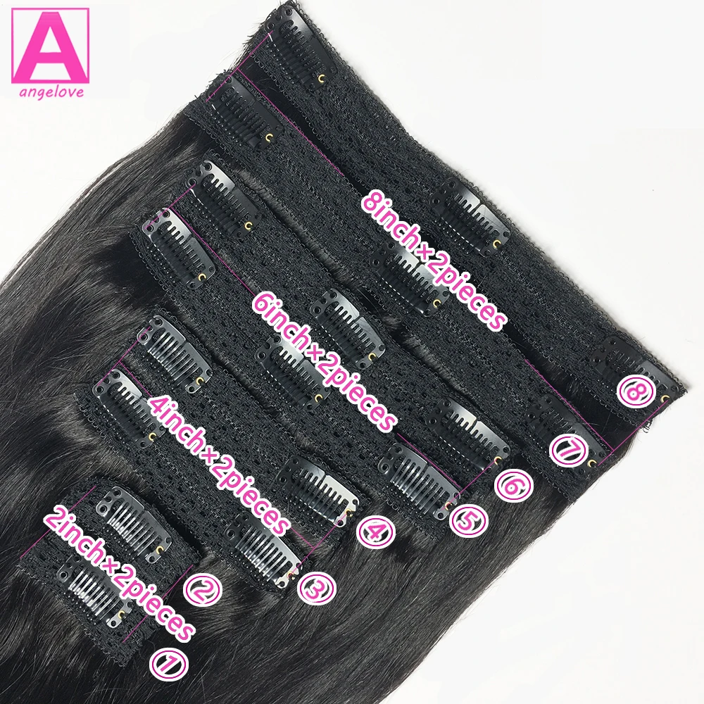 8 Pcs/Set Clip Em Extensões De Cabelo Humano Em Linha Reta Clip Brasileiro Em Cor Preta Natural Clip Ins 22 26 Polegada 120G Remy Cabelo